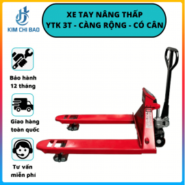 Xe nâng tay thấp YTK 3T - Càng rộng - Có cân