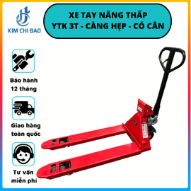Xe nâng tay thấp YTK 3T - Càng hẹp - Có cân