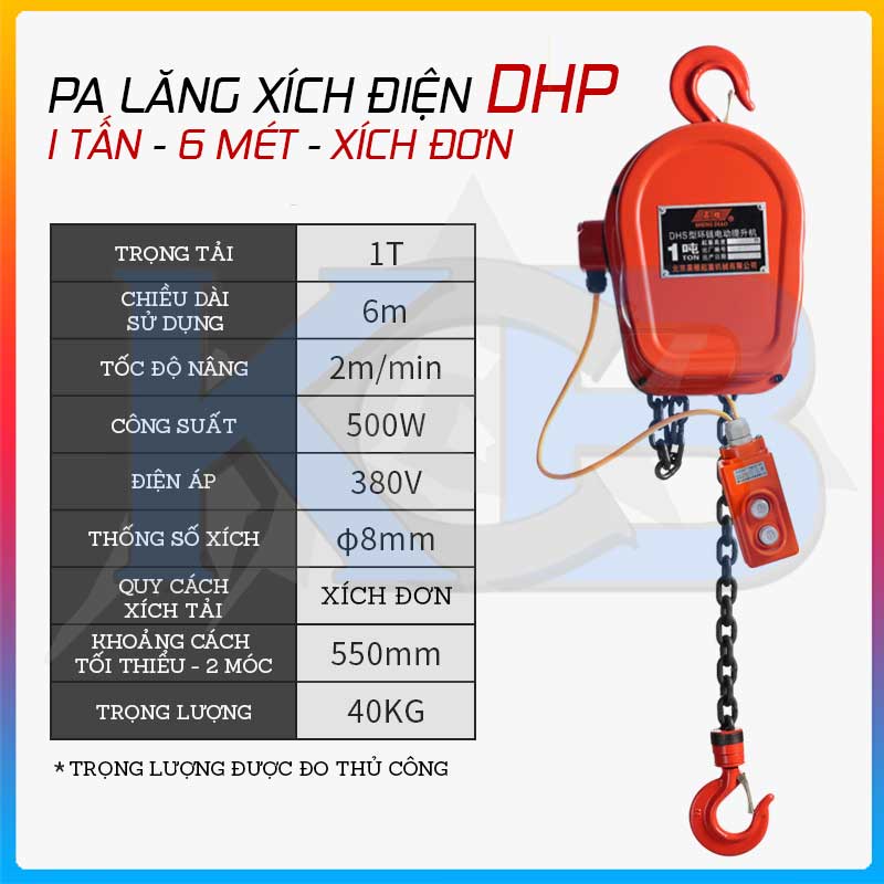 Pa lăng xích điện DHP 380V 1tấn – 6m 