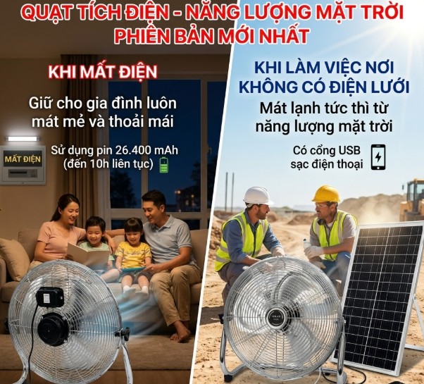 CÓ NÊN MUA QUẠT TÍCH ĐIỆN NĂNG LƯỢNG MẶT TRỜI PHIÊN BẢN MỚI KHÔNG?