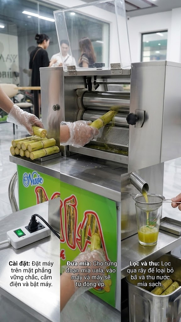 Cách hoạt động của máy ép mía mini cho quán trà sữa