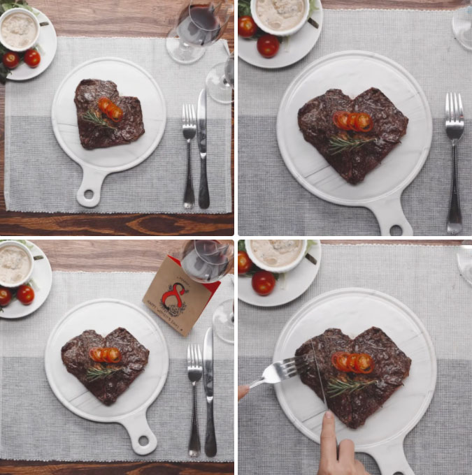 Món steak hình trái tim bắt mắt