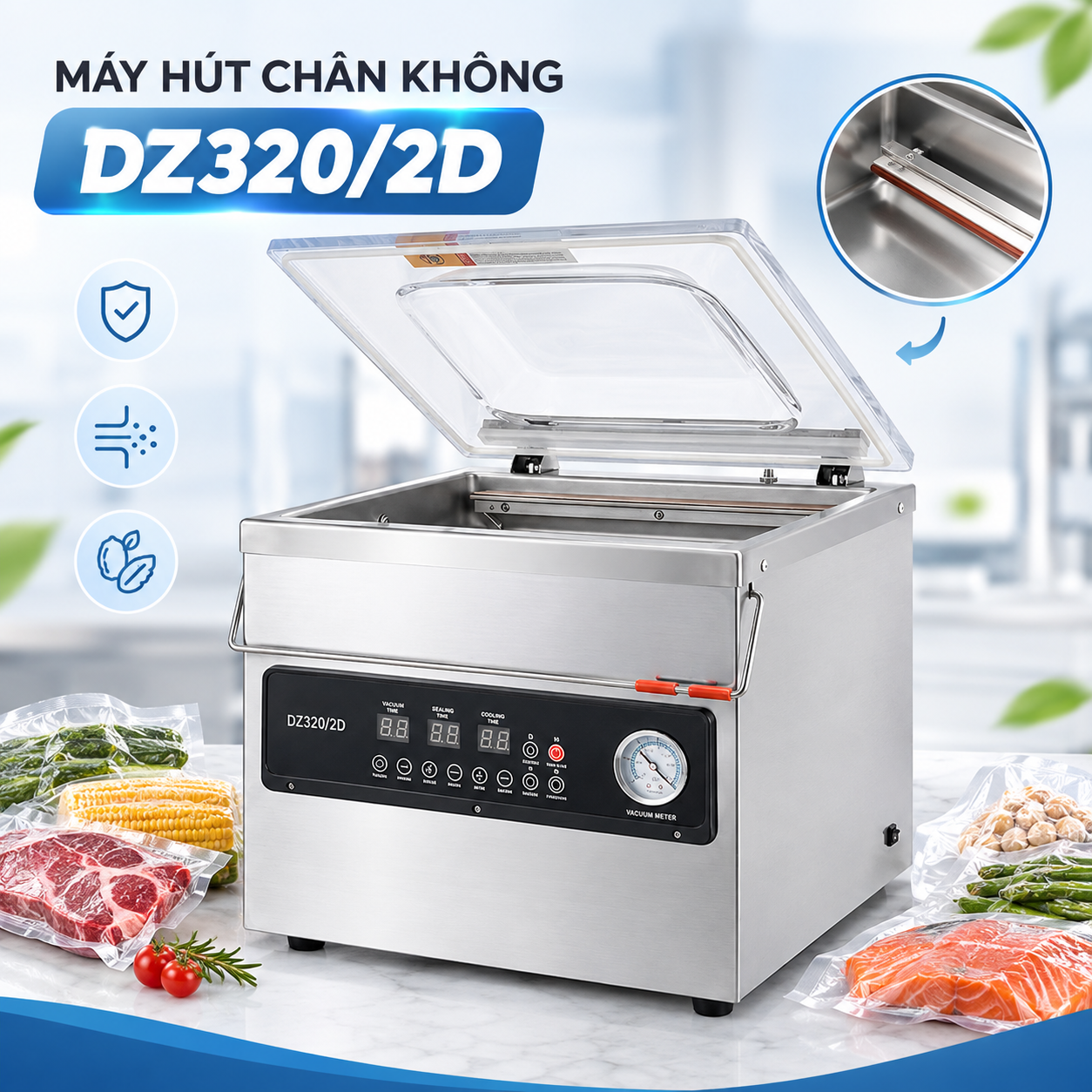 Máy Hút Chân Không DZ320/2D – Giải Pháp Đóng Gói Cho Hộ Kinh Doanh