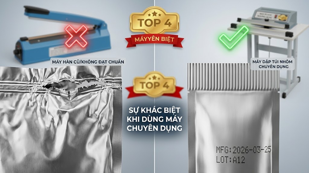 Sự khác biệt khi dùng máy hàn miệng túi nhôm chuyên dụng