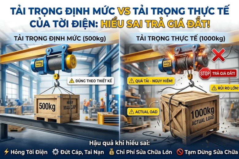 Tải Trọng Định Mức Vs Tải Trọng Thực Tế Của Tời Điện: Hiểu Sai Trả Giá Đắt!