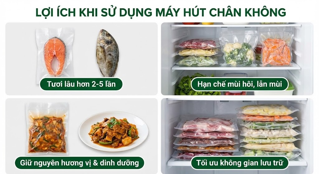 Thịt cá được hút chân không và bảo quản gọn gàng trong tủ lạnh dịp Tết
