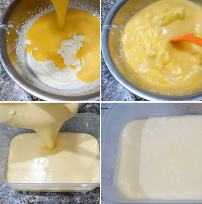 Trộn hỗn hợp kem sữa dừa