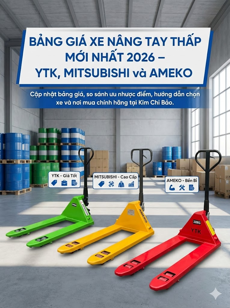 Xe nâng tay thấp Kim Chi Bảo trong kho hàng