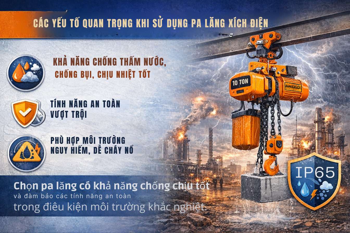 Các Yếu Tố Quan Trọng Khi Sử Dụng Pa Lăng Xích Điện Trong Môi Trường Làm Việc Khắc Nghiệt